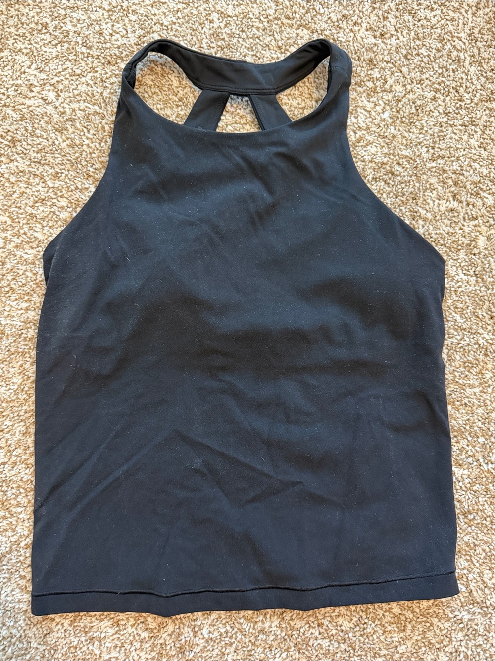 Athleta Womens Black High-Neck Racerback Tank with Built in Bra - Size S